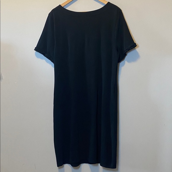 Talbots Midi Dress Women’s XL Black 100% Cotton Short Sleeve Button Detail - Picture 8 of 11